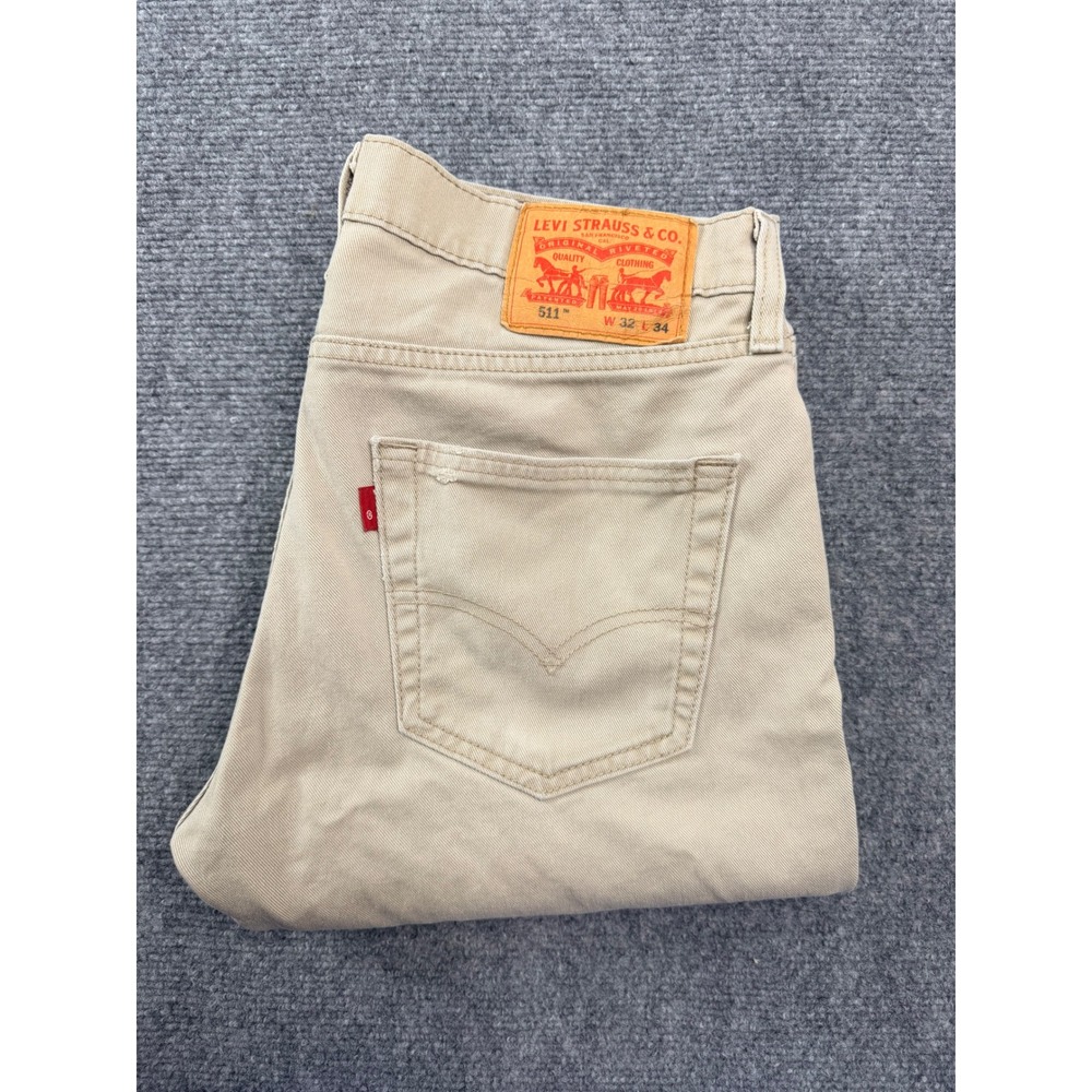 Levis 511 Slim Fit Tan Khaki Pants Mens 32x34 Beige Cotton 04511-0925